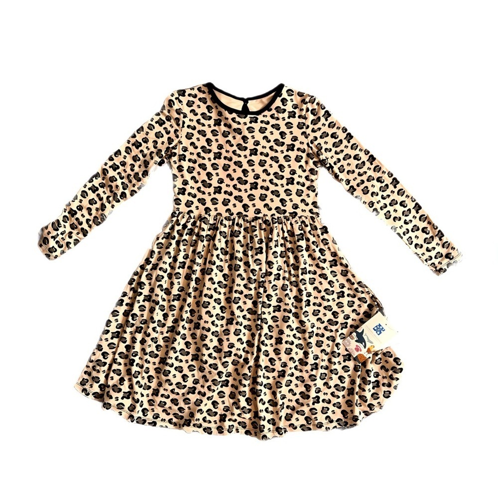 Kickee Pants Bamboo Soft Twirl Dress Cheetah Print Long Sleeve Tween Girl 10/12